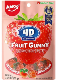 AMOS 4D FRUIT GUMMY STRAWBERRY 65G