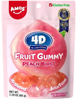 AMOS 4D FRUIT GUMMY PEACH 65G