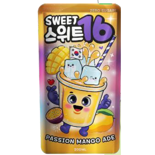 SWEET 16 POUCH PASSION MANGO ADE 200ML