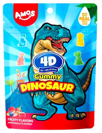 AMOS 4D GUMMY DINOSAUR FRUITY 65G